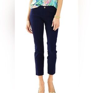 Lilly Pulitzer Kelly Textured Skinny Ankle Pant Midnight Navy Blue 29” Size 4